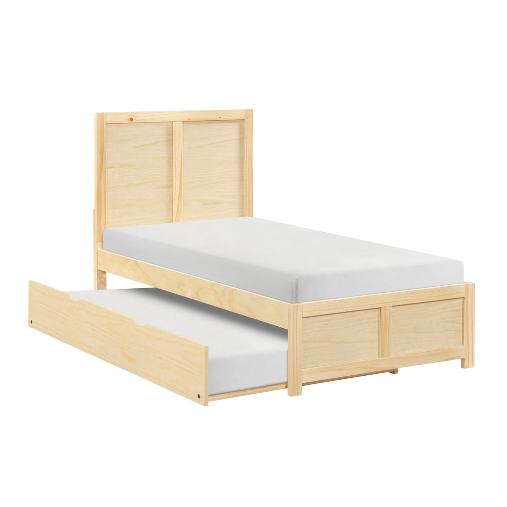 Natural Pine Finish 2pcs Storage Boxes with Caster Wheels Transitional Bedroom Furniture Under-Bed Toy Boxes