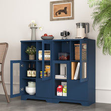 Load image into Gallery viewer, MDF painted Cabinet with Glass Doors and drawer, open storage space, Navy Blue, Bedroom, Living room