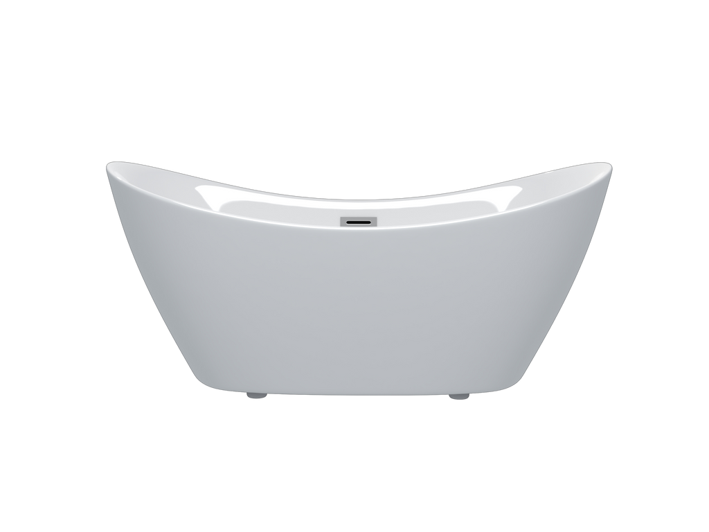 59 "Acrylic freestanding tub, Gloss white,  with chrome overflow and pop-up Drain, CUPC Certified