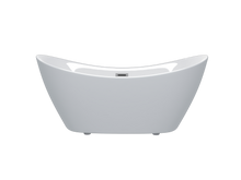 Load image into Gallery viewer, 59 "Acrylic freestanding tub, Gloss white,  with chrome overflow and pop-up Drain, CUPC Certified