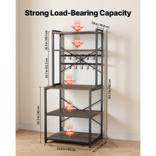 Load image into Gallery viewer, Kitchen Bakers Rack, 23.6 inch Width Bakers Rack, Kitchen Stand with X-Shaped Support Bar, 12 S-Shaped Hooks, Double-Layer Top Shelf, Coffee Bar Stand for Dishes &amp; Bowls, Spice Bottles