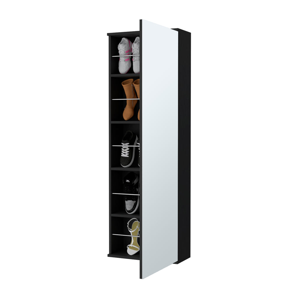 Connecticut Wall Mounted Shoe Rack, Mirror, Five Shelves, Ten Shoes Capacity