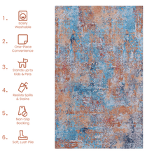 Load image into Gallery viewer, MAVAL Multi Washable Rug 2' x 3' Doormat Rug (Multi, 2' x 3') Modern, Contemporary, Non-Shedding &amp; Easy to Clean, Ideal for Living Room, Bedroom, Dining Space, 36*24 inch