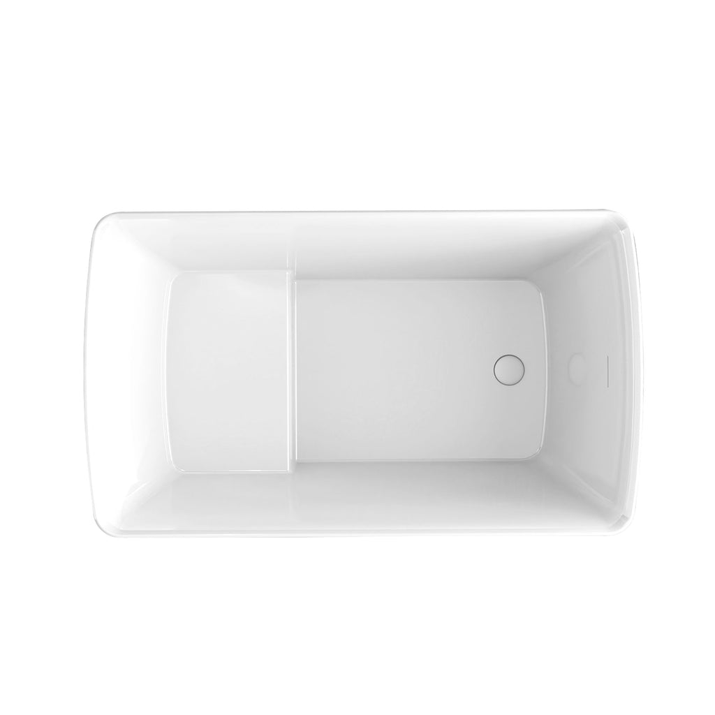 47" Acrylic Freestanding Bathtub with seat: Spacious rectangle Shape, Gloss White Finish,Invisible Overflow & Chrome Pop-Up Drain Cupc Certificate