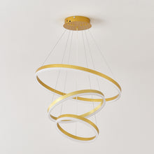 Load image into Gallery viewer, Modern Gold Led Chandelier 3 Rings Gold Dimmable  LED Chandeliers Light Fixture for Kitchen Island Height Adjustable Chandelier Led Pendant Light for Dining Room Bedroom Living Room