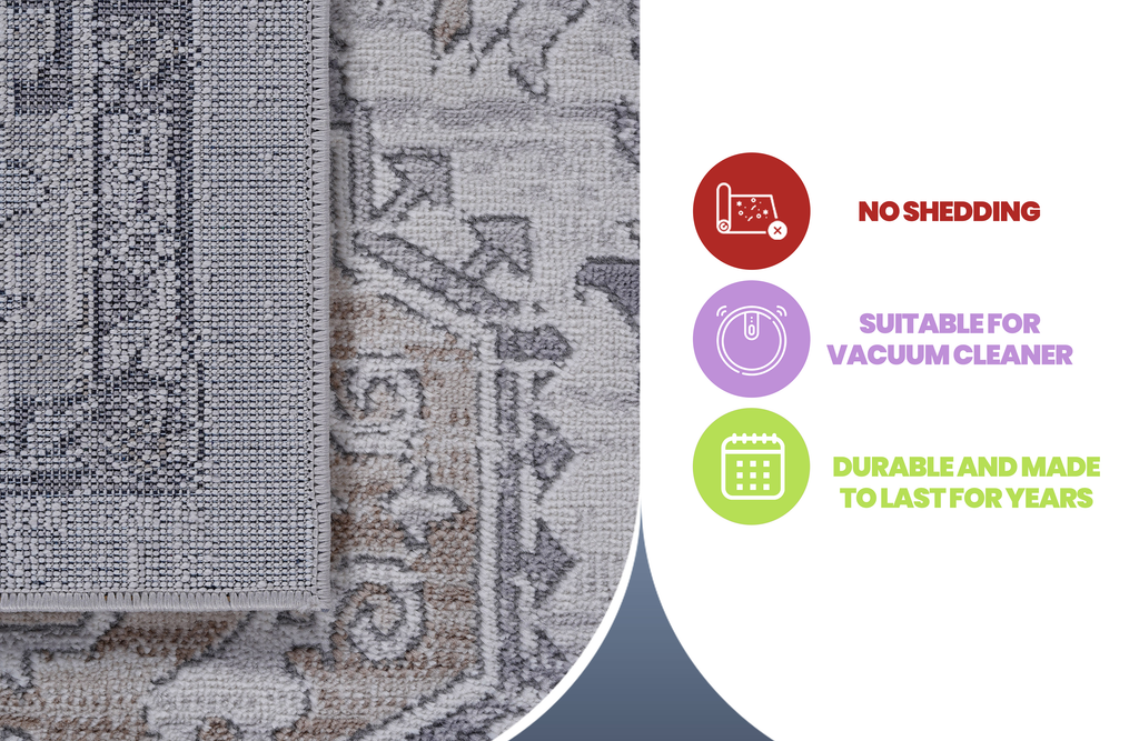 LOOM & LUXE Collection 5X7 Ivory/Beige/Oriental Non-Shedding Living Room Bedroom Dining Home Office Stylish and Stain Resistant Area Rug
