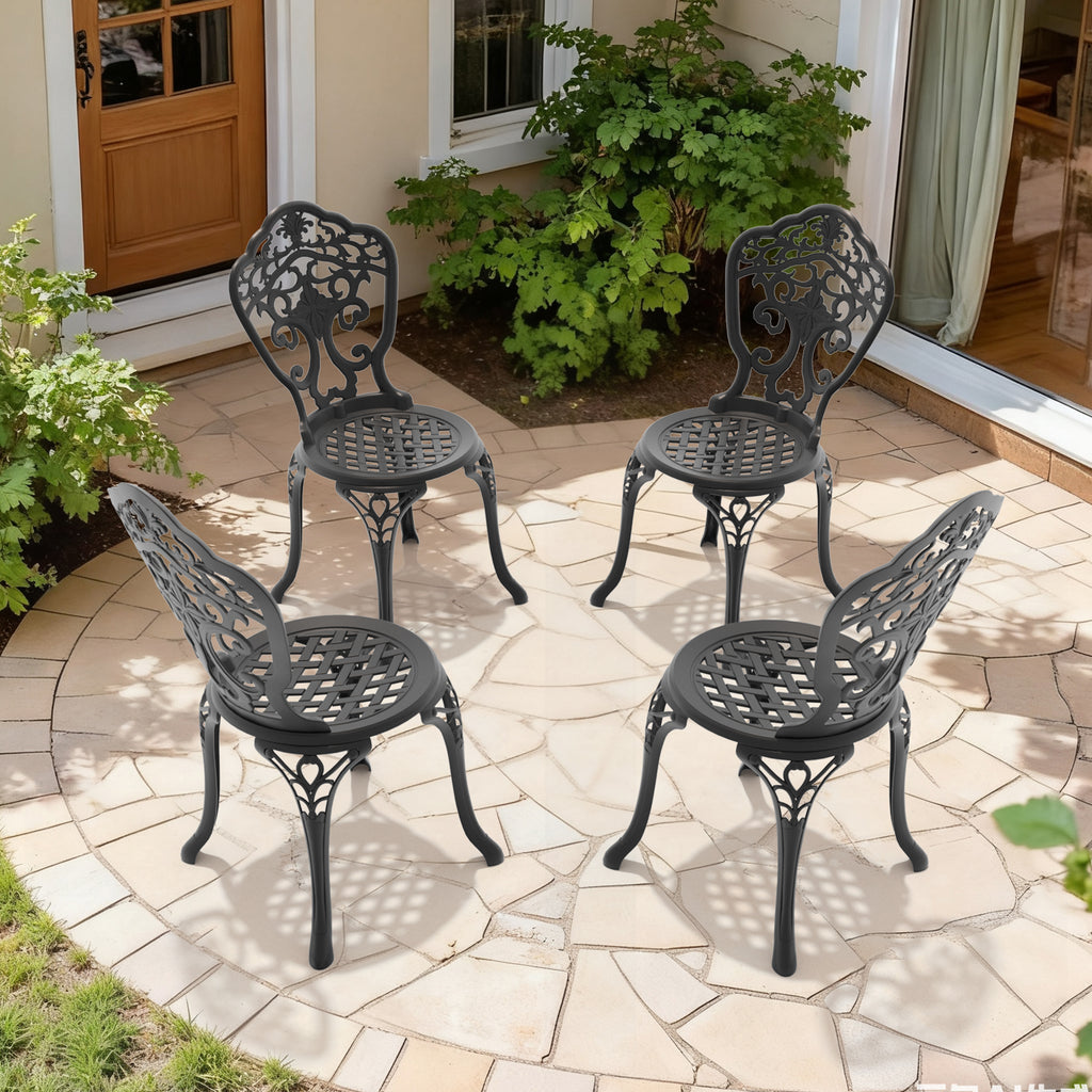 Cast Aluminum Patio Dining Chair 2PCS With Black Frame