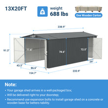 Load image into Gallery viewer, Chery Industrial Heavy-Duty Metal Garage Shed 20'x13'