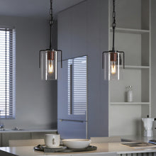 Load image into Gallery viewer, Modern Industrial Pendant Light with Clear Glass Shade, Adjustable Metal Pendant Lighting for Kitchen Island Dining Room Entryway, Easy Clean Glare-Free Home Light Fixture