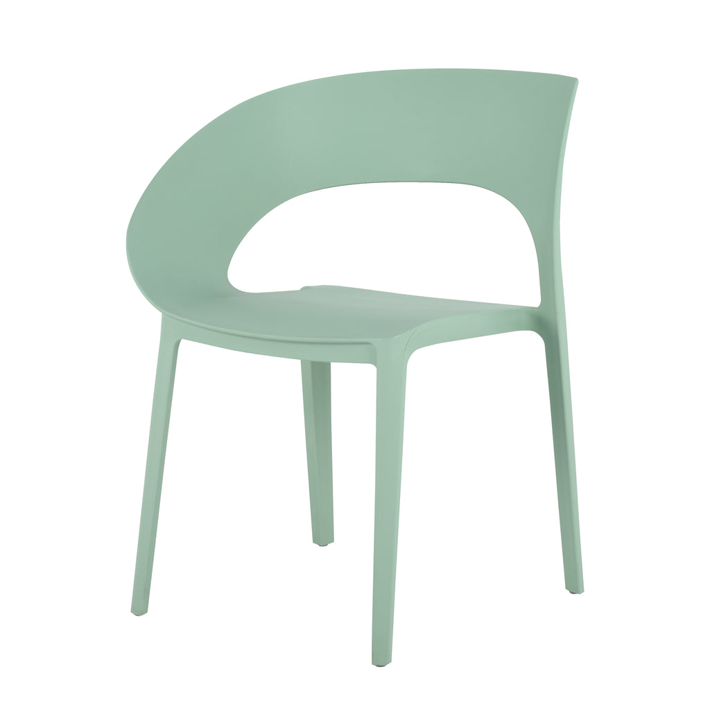 Summer - Haze Green Polypropylene Single-Side Chair - One-Piece Design for Indoor & Outdoor Use,suitable for living rooms, dining rooms, gardens, terraces and other scenarios  (Set of 4)