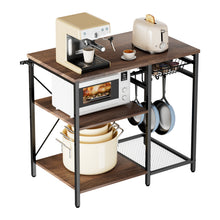 Load image into Gallery viewer, Kitchen Bakers Rack, 35.4 inch Width Bakers Rack, Kitchen Stand with X-Shaped Support Bar, 5 S-Shaped Hooks, Multi-Layer Storage Shelf, Coffee Bar Stand for Dishes &amp; Bowls, Spice Bottles