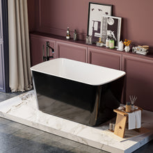 Load image into Gallery viewer, 49'' x 28'' Acrylic Freestanding Soaking Bathtub, Square-shape Japanese Soaking Hot Tub, Sit-In Design with Chrome Overflow and Drain, Available for Express Delivery, Glossy Black 23AMA-49B
