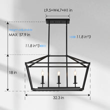 Load image into Gallery viewer, 3-Light Farmhouse Kitchen Island Lighting,5 Light Industrial Linear Chandelier for Dining Room Metal Matte Black Finish Hanging Pendant Light Fixture for Bedroom Living Room Hallway Conference Room