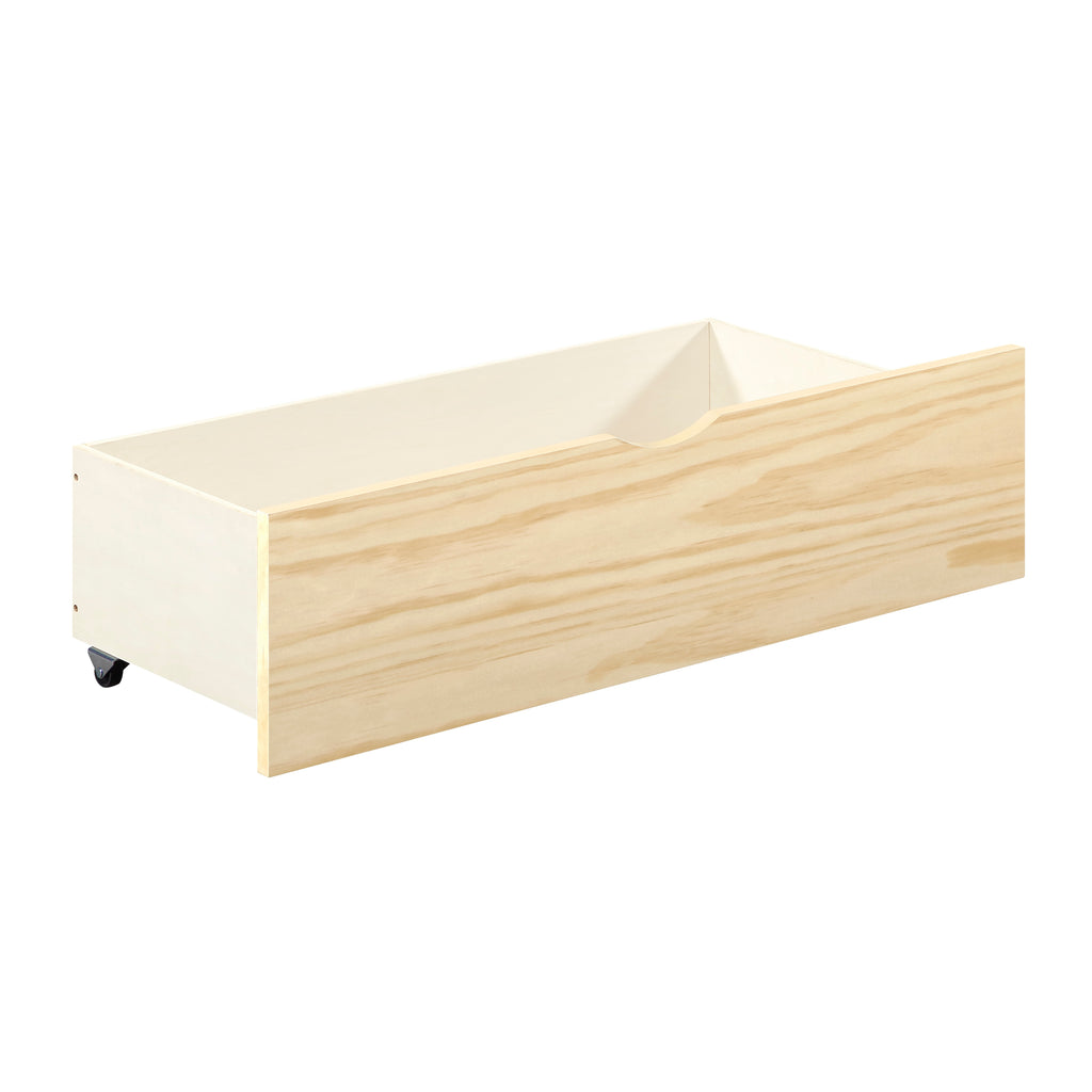 Natural Pine Finish 2pcs Storage Boxes with Caster Wheels Transitional Bedroom Furniture Under-Bed Toy Boxes