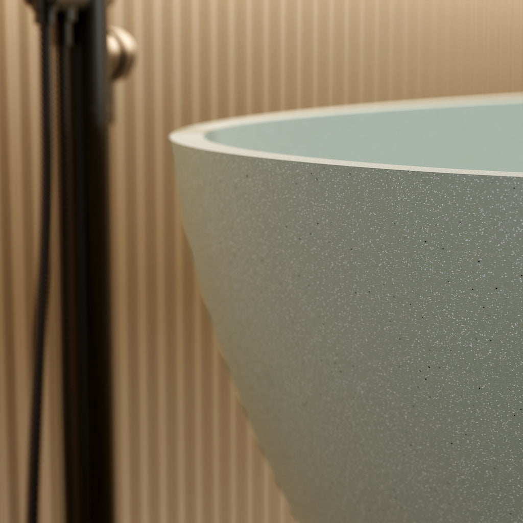 67'' Freestanding Bathtub Resin Stone Soaking Bathtub Solid Surface Modern Tubs with Overflow and Pop-up Drain