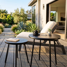 Load image into Gallery viewer, 2-Pack Solar Powered Side Table with LED Light, Outdoor/Indoor Nesting Round End Table Set