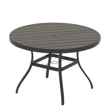 Load image into Gallery viewer, Outdoor Round Patio Dining Table for 6-7, All Weather Metal Dining Table with Umbrella Hole for Deck Lawn Garden Backyard, Sandstone Color
