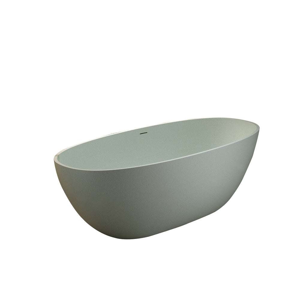 67'' Freestanding Bathtub Resin Stone Soaking Bathtub Solid Surface Modern Tubs with Overflow and Pop-up Drain