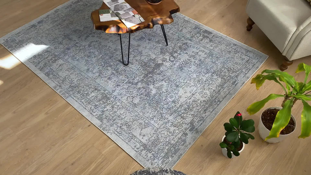 MAVAL Blue Washable Rug 2' x 3' Doormat Rug (Blue+Cream, 2' x 3') Modern, Contemporary, Non-Shedding & Easy to Clean, Ideal for Living Room, Bedroom, Dining Space, 36*24 inch
