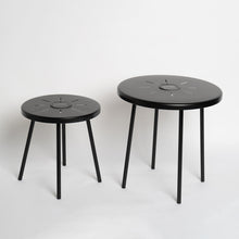 Load image into Gallery viewer, 2-Pack Solar Powered Side Table with LED Light, Outdoor/Indoor Nesting Round End Table Set