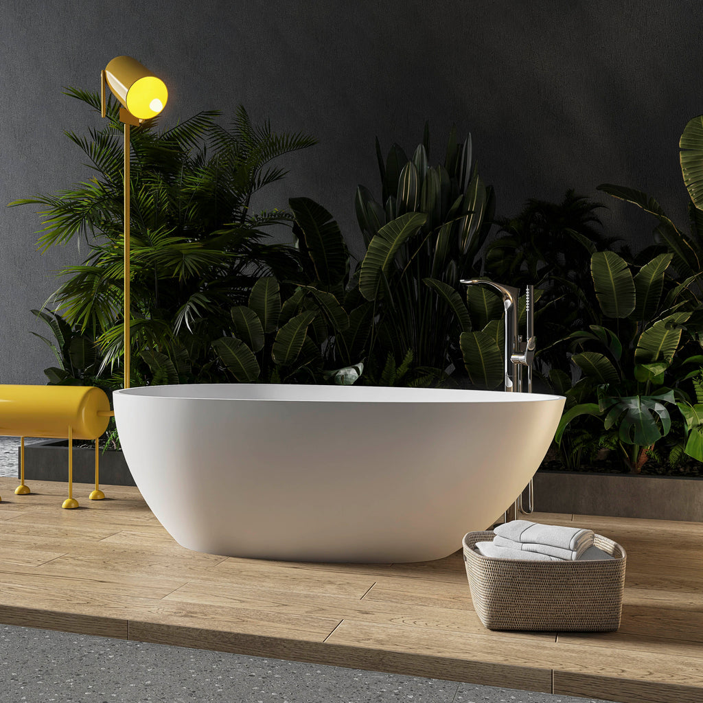 65 inch freestanding solid surface soaking bathtub for bathroom