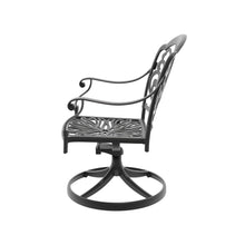 Load image into Gallery viewer, Cast Aluminum Patio Swivel Chair 2PCS With Black Frame and Brown Cushions