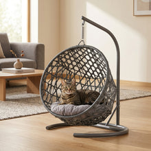 Load image into Gallery viewer, Double Hanging Egg Chair wth Stand, Patio Hammock Swing Chair with Cushion Loveseat for Bedroom, Balcony, Garden, Indoor, Outdoor,(Grey)