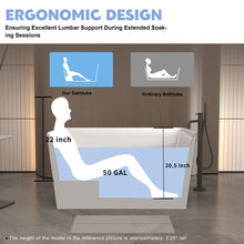Load image into Gallery viewer, 47" Acrylic Freestanding Bathtub with seat: Spacious rectangle Shape, Gloss White Finish,Invisible Overflow &amp; Chrome Pop-Up Drain Cupc Certificate