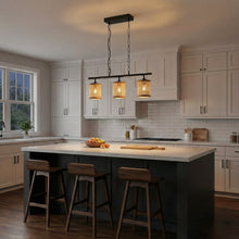 Load image into Gallery viewer, Elysian Three Lights Island With Natural Rattan Shade Farmhouse Chain Ceiling Lamp