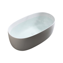 Load image into Gallery viewer, 47'' Independent solid surface resin stone bathtub, a modern designed independent bathtub with pop-up drainage and overflow pipes, suitable for small households