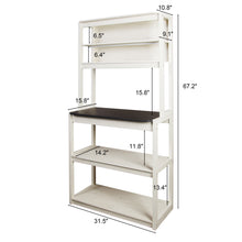 Load image into Gallery viewer, 31.5" White and Black color 5-Tier Bakers Rack for Kitchen with Storage, Coffee Bar, Kitchen Shelves,  Microwave Stand