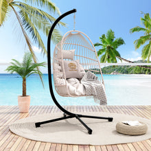 Load image into Gallery viewer, Double Hanging Egg Chair wth Stand, Patio Hammock Swing Chair with Cushion Loveseat for Bedroom, Balcony, Garden, Indoor, Outdoor,(Grey)