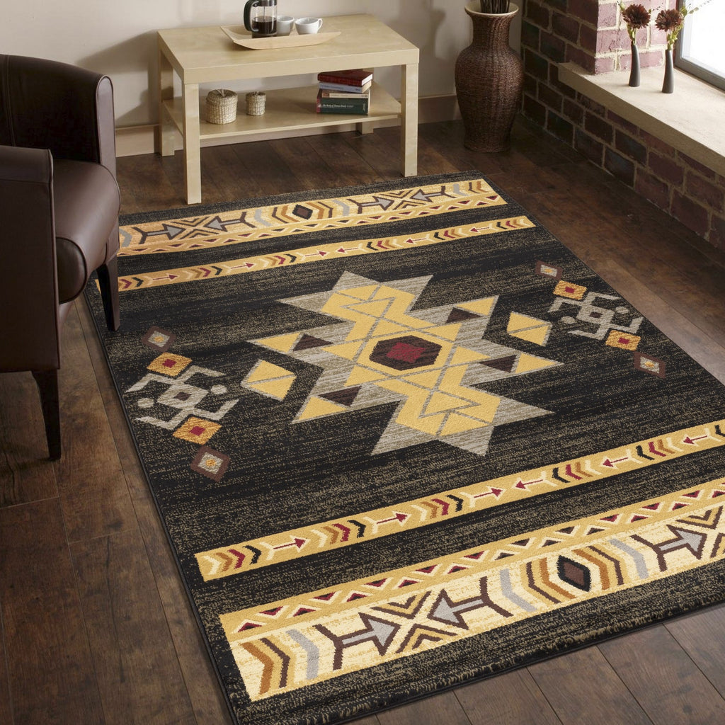 Tribes GC_YLS4004 Black 2 ft. x 3 ft. Southwest Area Rug
