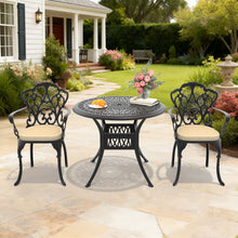 Load image into Gallery viewer, Ø35.43-inch Cast Aluminum Patio Dining Table With Black Frame and Umbrella Hole (same sku: W171084475,W1710P497717)