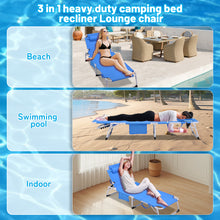 Load image into Gallery viewer, 3-in-1 Heavy Duty Tanning Chair with Face Hole Adjustable 5-Position Folding Chaise Lounge Chairs for Outside Portable Lay Flat Beach Lounge Chair for Outdoor Sunbathing Patio Pool Lawn Camping Deck P