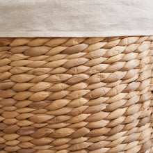Load image into Gallery viewer, Ludmilla Round Tall Water Hyacinth Woven Wicker Laundry Hamper with Lid - For Clothes, Canvas, Toys and Book Storage with Removable Liner - 15" x 15" x 20" - Natural Brown