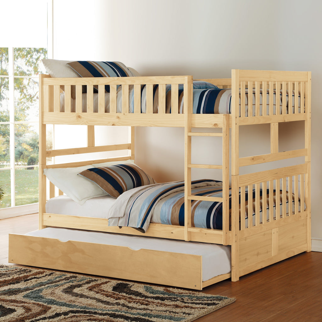 Natural Pine Finish 2pcs Storage Boxes with Caster Wheels Transitional Bedroom Furniture Under-Bed Toy Boxes