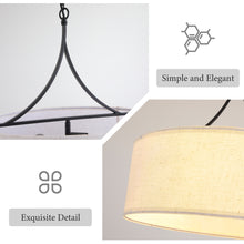 Load image into Gallery viewer, Modern 3-Light Fabric Pendant Light, Black Adjustable Drum Chandelier, Matte Black Fabric Shade Ceiling Light Fixture for Dining Room Living Room Bedroom