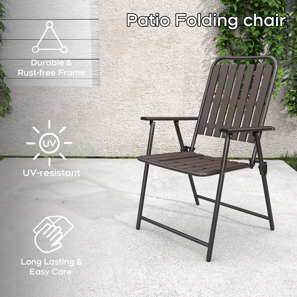 BROWN - [Instant Setup] 2-Piece Folding Chair, No Assembly Required, 350lb Capacity, Rust-Resistant & Stain-Proof for Balcony/Garden