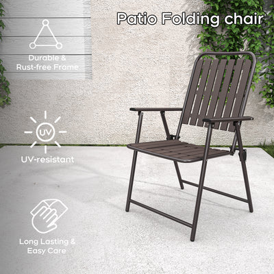 BROWN - [Instant Setup] 2-Piece Folding Chair, No Assembly Required, 350lb Capacity, Rust-Resistant & Stain-Proof for Balcony/Garden