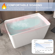 Load image into Gallery viewer, 47" Acrylic Freestanding Bathtub with seat: Spacious rectangle Shape, Gloss White Finish,Invisible Overflow &amp; Chrome Pop-Up Drain Cupc Certificate