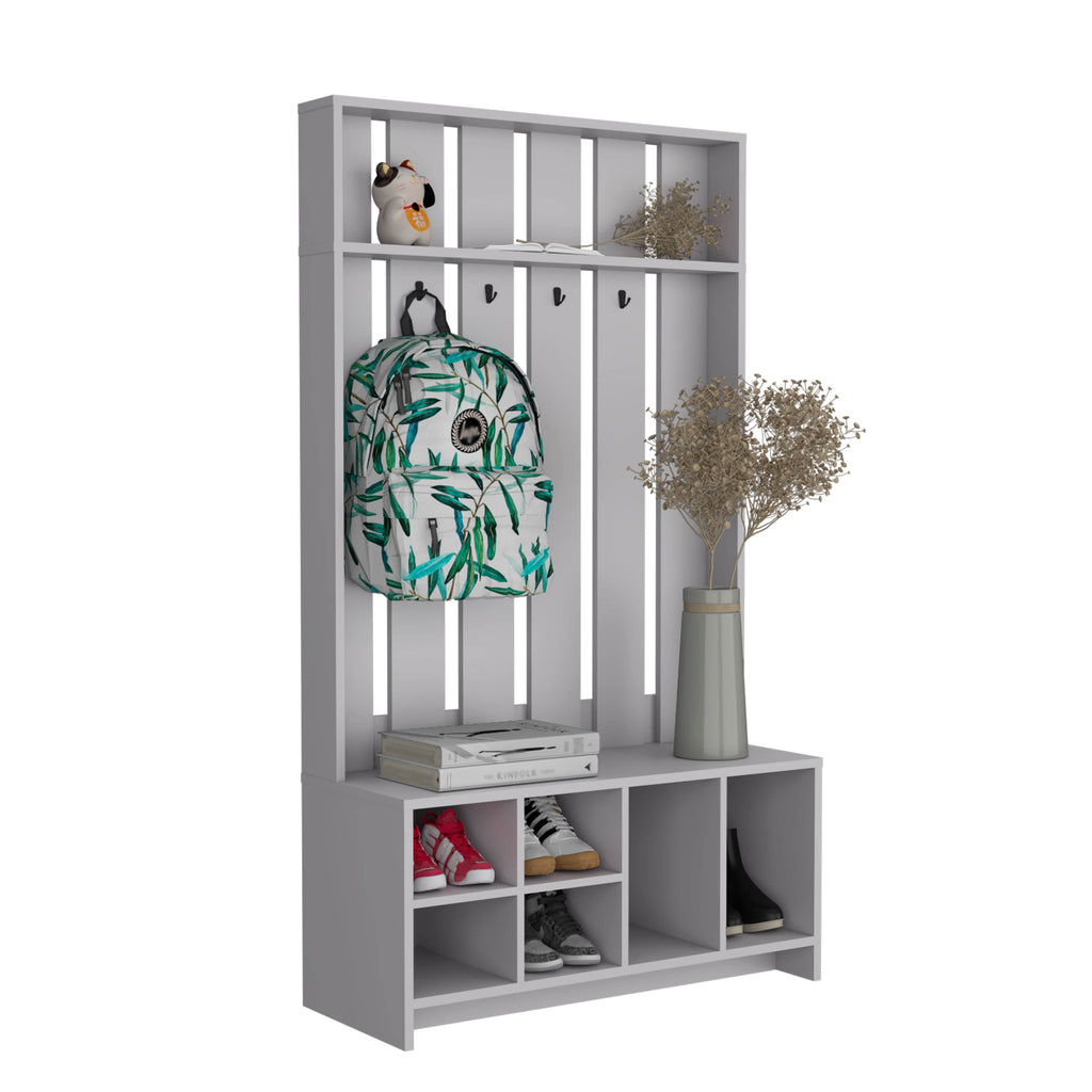Tulcan 38" Wide Hall Tree with Bench and Shoe Storage, Entryway  Bench with Coat Rack