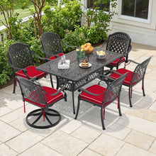 Load image into Gallery viewer, L58.27*W34.65-inch Cast Aluminum Patio Dining Table With Black Frame and Umbrella Hole (same sku: W171084481)