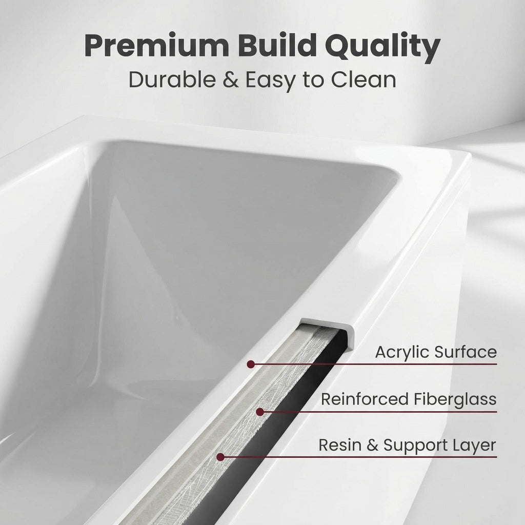 67" Whirlpool Bathtub ,Hydrotherapy Jetted Bathtub with Glass Panel, 7 Jets,3-Side Apron,89 Gallons,White