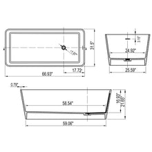 Load image into Gallery viewer, 67 inch freestanding solid surface soaking bathtub for bathroom