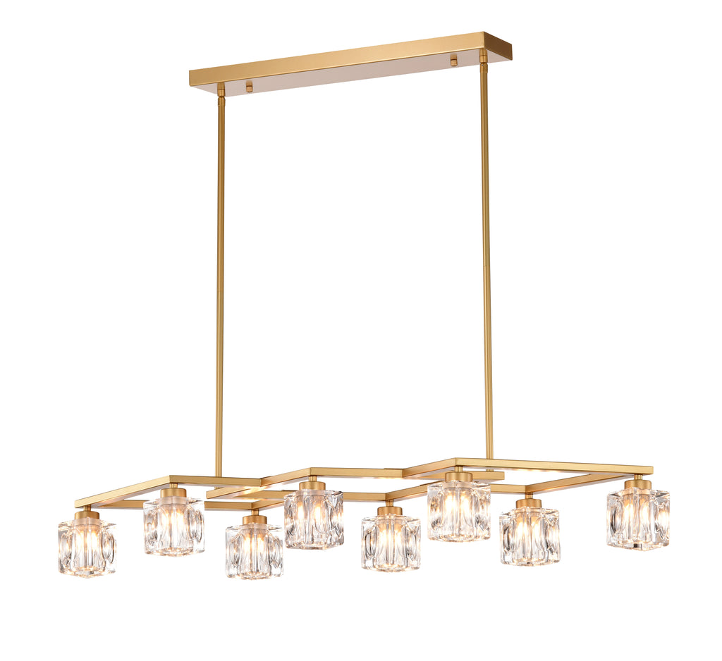Matte Black Crystal  Chandelier for Dining Room, 8-Light Kitchen Chandelier Light Fixture Modern Metal Industrial  Chandeliers for Farmhouse Entryway Living Room (8*G9 Bulbs Included)