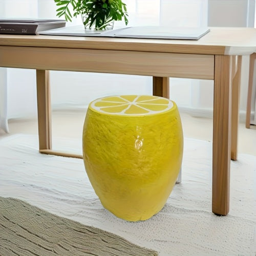 Yellow Lemon Fruit Stool, 14"Oversized Resin Stool, Side Table, Home Decor Plant Stand Garden Indoor Outdoor Decorations, Multi-Purpose Innovative Garden Furniture
