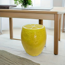 Load image into Gallery viewer, Yellow Lemon Fruit Stool, 14"Oversized Resin Stool, Side Table, Home Decor Plant Stand Garden Indoor Outdoor Decorations, Multi-Purpose Innovative Garden Furniture