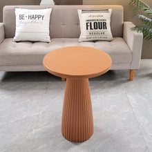 Load image into Gallery viewer, Light Coffee Magnesium Oxide Fluted Base Side Table, 17.72" Diameter Round Accent Table