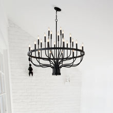 Load image into Gallery viewer, 24-Light Black Chandelier Industrial Iron Candle Chandelier Modern Suspended Farmhouse Chandeliers Pendant Light Fixtures for Dining Room Bedroom Living Room Kitchen Island Foyer E12 Bulb (NO Include)